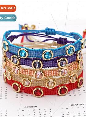 che ght xury Diamonds Gemstones 3 Rows Beaded Bracelet Rice