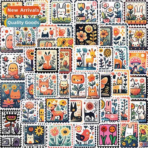 50 retro stamps cartoon graffiti stickers decorative waterpr