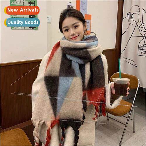 Ins Korea new colorful scarf female winter mohair soft stick