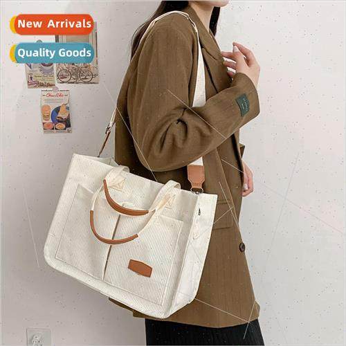 Large capacity corduroy Tote bag female new Korean simple la