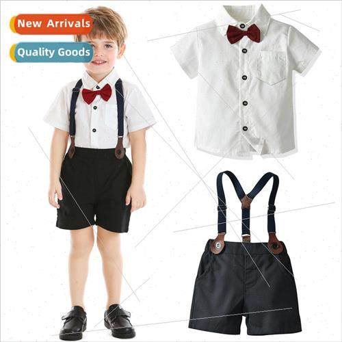 Boys graduation dress summer white shirt short-sleeved backp