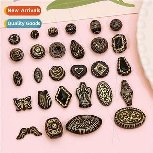 gold baroque beads loose handmade Vintage DIY acrylic