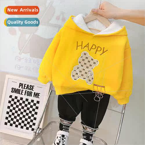 New winter padded childrens suit Yankee girls hooded sweater
