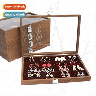 jewelry dustproof box with organize Walnut lid grain