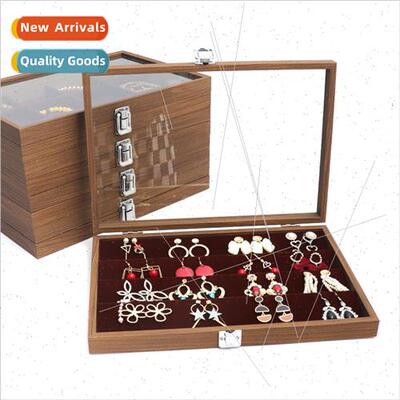 Walnut grain dustproof jewelry box with lid jewelry organize