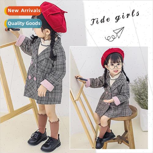 2018 fall new childrens plaid jacket autumn girls Korean win