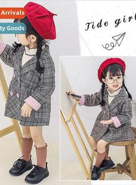 2018 fall new childrens plaid jacket autumn girls Korean win