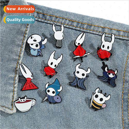 Cute cartoon game characters around the metal badge Hollow K