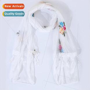 White cotton scarf Japanese long shawl scarf female students