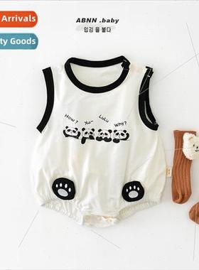 Baby short-sleeved bag onesie boys summer cute panda crawlin