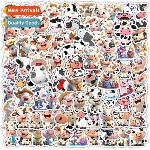 100 cartoon cow stickers cute cow drip cell phone case handb