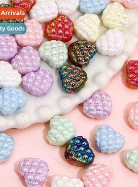 Cute ins  waffle color plated lattice love beads DIY handmad