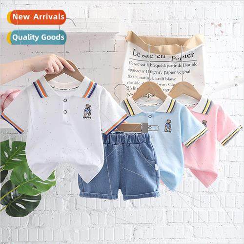 Baby short-sleeved suit boys summer dress Yankee baby short-图片