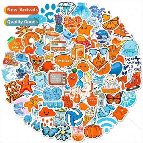 100 small size 4cm orange and blue mix small fresh VSCO stic