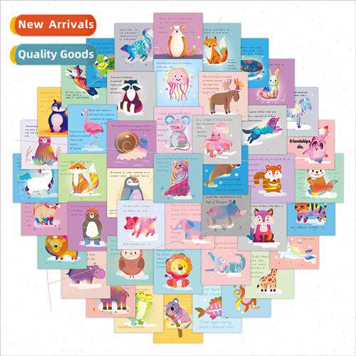 60 colorful animal inspirational English stickers cute anima