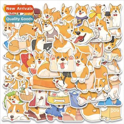 50 cute cartoon corgi dog graffiti stickers cell phone toys