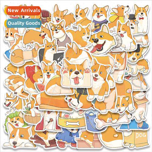 50 cute cartoon corgi dog graffiti stickers cell phone toys