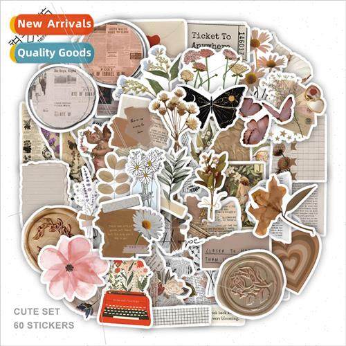 60 new retro series mutilated diary stickers decorative car