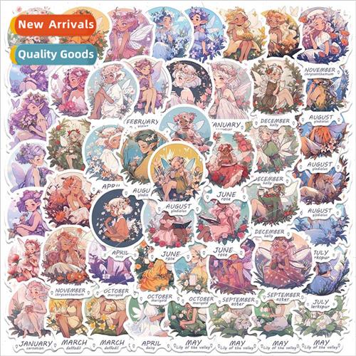 50 new colorful flowers elves cartoon graffiti stickers lugg