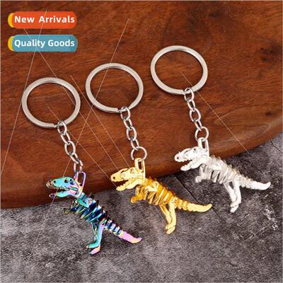Alloy colorful skeleton dinosaur keychain Halloween skeleton