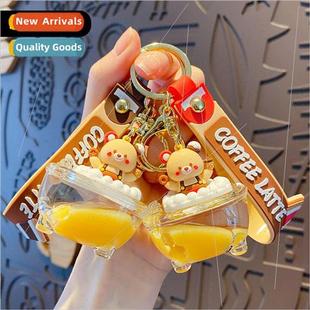 floating quicksand bear the bubble tea oil milk Into bottle