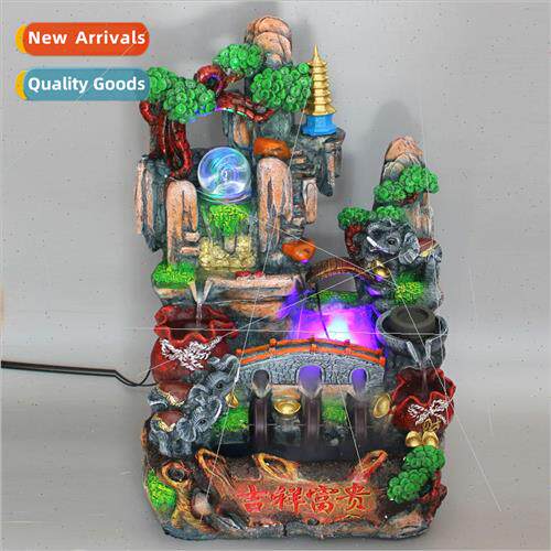Large floor rockery resin fountain enhanced fog feng shui wh
