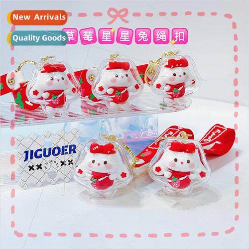 Cartoon strawberry star rabbit doll keychain cute bag charm