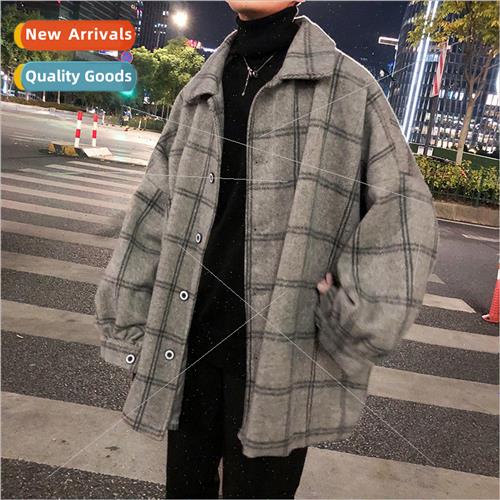 ins winter jacket men Korean nd tweed Hong Kong  in the long