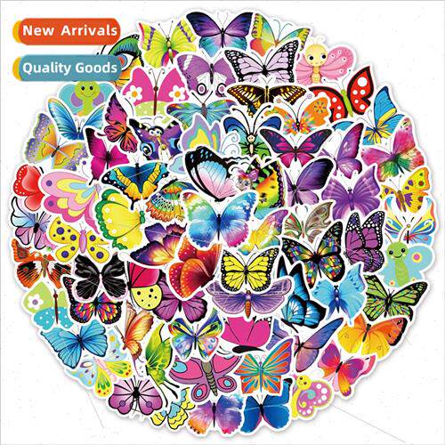 100 cartoon colorful butterfly graffiti stickers suitcase gu