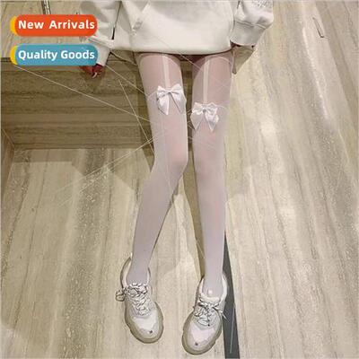 Sexy bow over the knee false high long splicing garter black