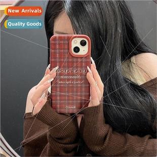 English winter iPhone 适用 plaid burgundy ins and Autumn