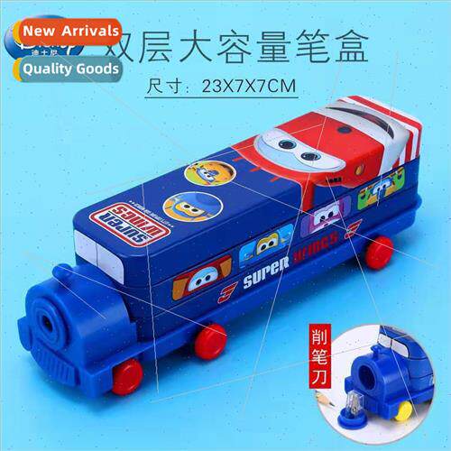 anzhong creative cartoon locomotive iron stationery box elem