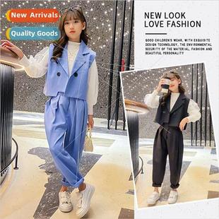 fall suit set clothing 2023 piece girls three Childrens vest