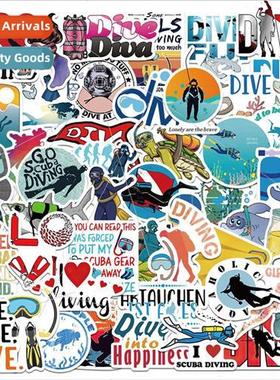 50 pcs of summer diving DIVE graffiti stickers waterproof lu