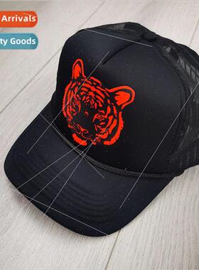 Mens and womens printed tiger head duck tongue hat spring an