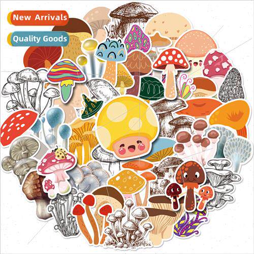 50 Cartoon Cute Anthropomorphic Mushroom Stickers Wild 适用e