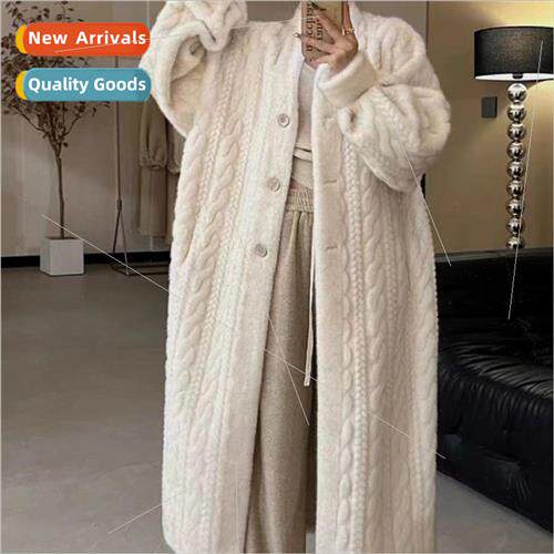 Fall and winter new Qianjin lazy wind twist mink cardigan fe