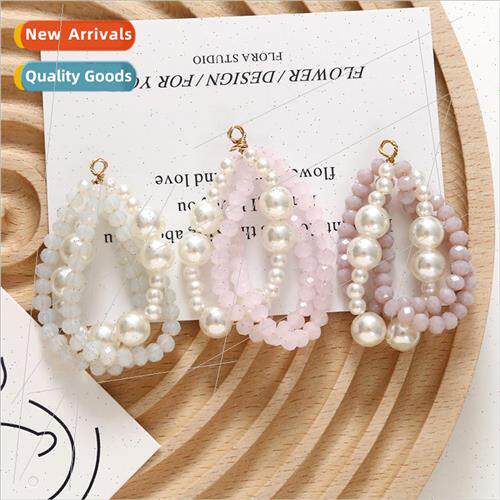 French gentle wind bead pearl weaving earrings diy acrylic a