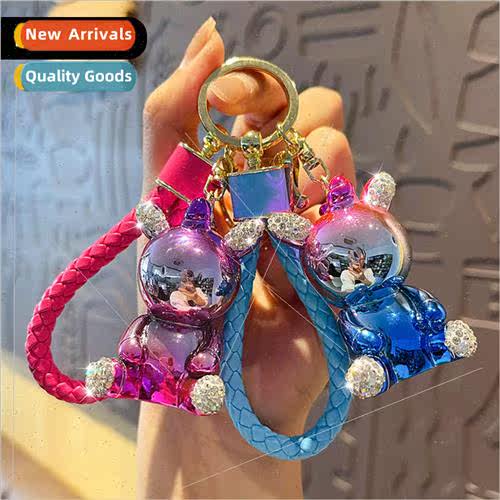 Cartoon diamond gradient unicorn resin keychain pendant cute