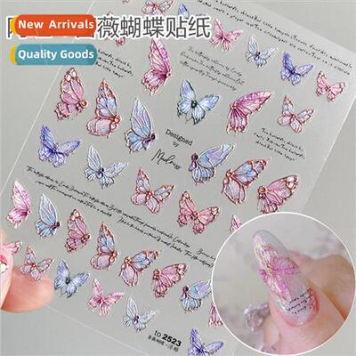 Vintage embossed rose butterfly nail stickers  three-dimensi