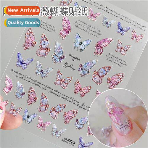 Vintage embossed rose butterfly nail stickers  three-dimensi