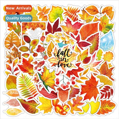 50 Fall Leaves Thanksgiving Doodle Stickers Bicycle Laptop E