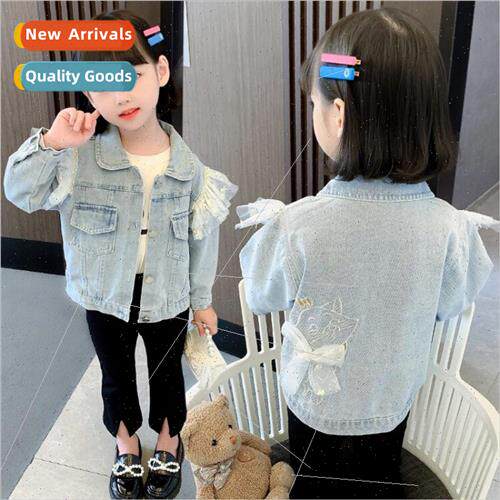 Girls denim jacket fall 2022 new spring and fall childrens f