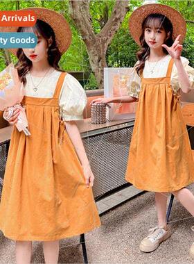 Girls strappy dress summer dress 适用eign  childrens summer