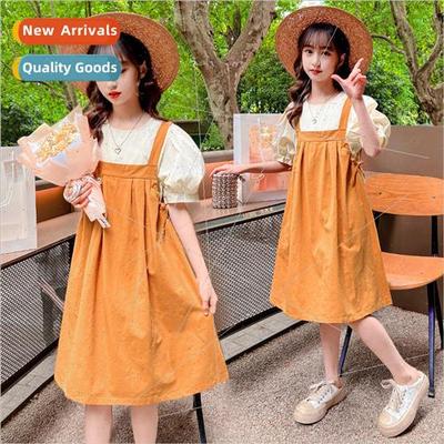 Girls strappy dress summer dress 适用eign  childrens summer