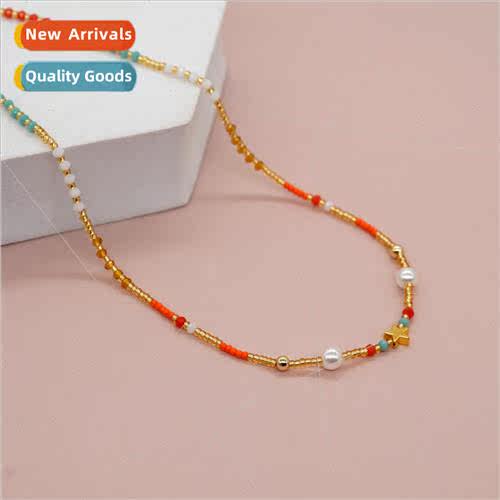 Bohemian ethnic  imitation pearl pentagram crystal beads mil