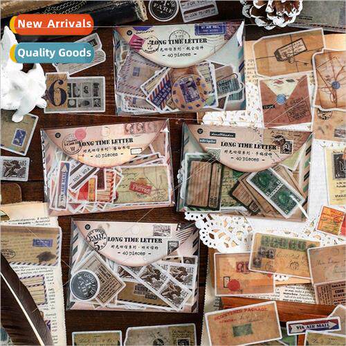 Time old letter series and paper sticker pack retro literary