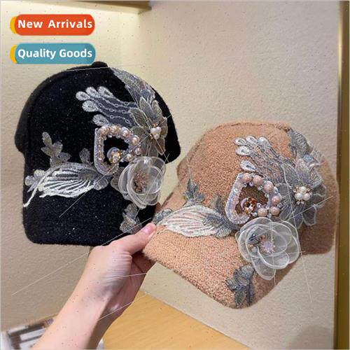 Autumn and winter warm hat Korean handmade applique plush du