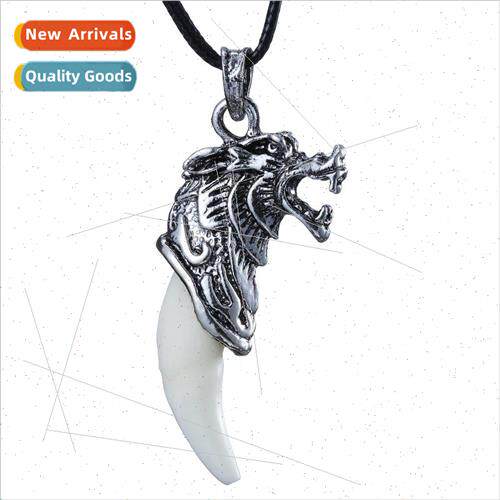 Large dog teeth mens necklace wolf teeth wu jing accessories