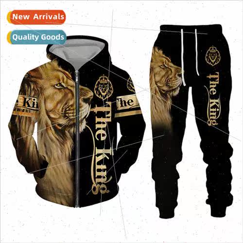 Mens Zipper Sweatshirt Suit 3D Printing Mens Sportswear Spor